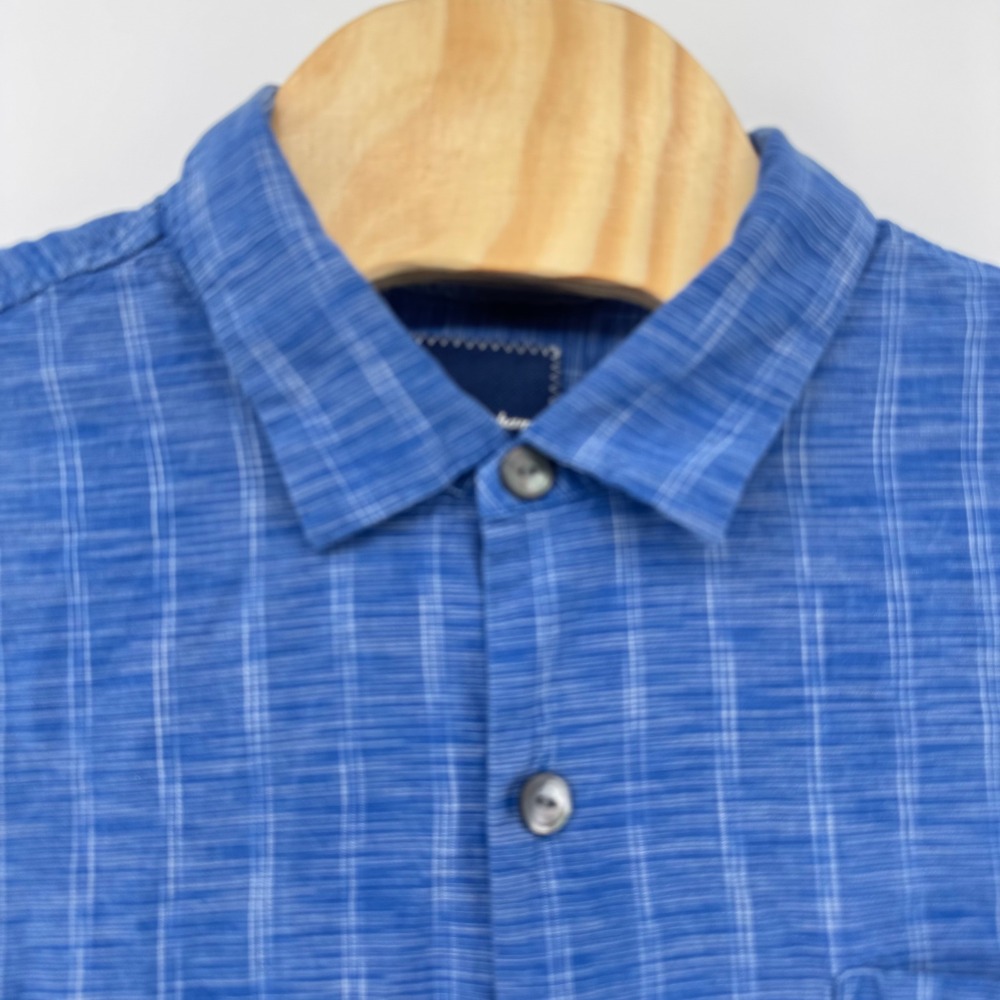 Tommy Bahama Mens XL Blue Silk Windowpane Check Short Sleeve Button Up Shirt - Picture 11 of 12